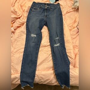 Women's Blue Distressed Jeans
